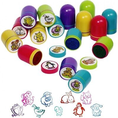 10 selbstfärbende Stempel mit Tiermotiven als Set z.B. mit Frosch,Maus,Ente, Schaf, Hase, Kücken, Pinguin, Katze,Hund,Stempelfarben je nach Tier: Pink,Lila,Grün, Blau, Rot