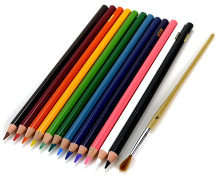 12Stück Aquarellstifte mit 1 Pinsel Stärke 4, verschiedene Farben der Stifte: Schwarz,Braun,Weiß,Rot,Orange,Gelb,Hellgrün, Dunkelgrün,Hellblau, Dunkelblau, Rosa, Lila