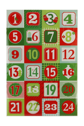 24 nummerierte Adventskalender Sticker, DIY, in den Farben: Rot/Grün
