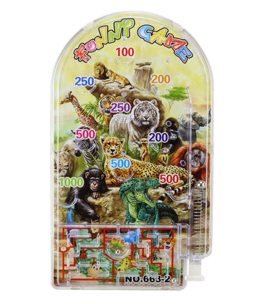 2in1 Flipperspiel & Labyrinth  "Wilde Tiere" Motiv 2: Tiger, mit weiteren Tieren, wie z.B.: Leopard, Affe, Zebra