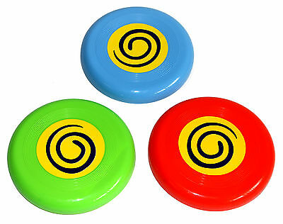 3er Set Wurfscheiben Ø 15cm für Kinder in den Farben: Blau, Hellgrün, Rot
Innenkreis: Gelb-Schwarz