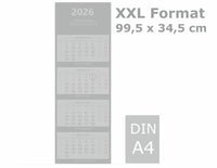 XXL 4-Monatskalendder 2026 - Vergleichsbild Größe im Verhältnis zu DIN A4