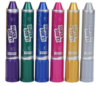 6 Jumbo Wachsmalstifte supersoft verschließbar, Metallic bestehend aus: Lila,Grün,Blau,Pink,Gold,Silber