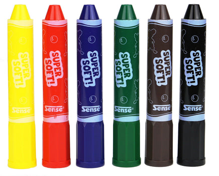 6 Jumbo Wachsmalstifte supersoft verschließbar Standard bestehend aus: Gelb,Rot,Blau,Grün,Braun,Schwarz