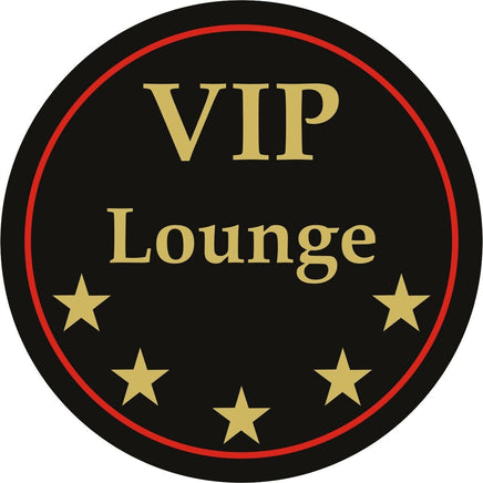 6er Set Bierdeckel rund 11cm Ø "VIP Lounge" in Schwarz mit roten Rand und 5 Sternen