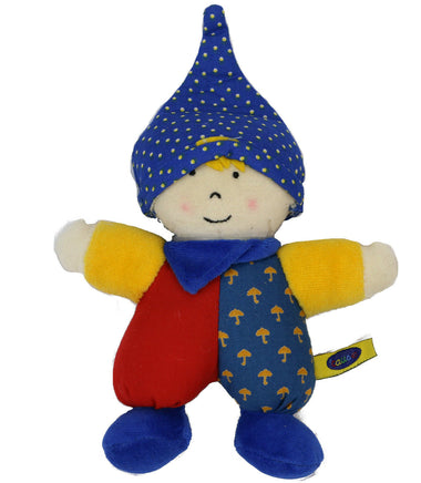 Cause Kuscheltier "Himmelskind"- Junge mit Zipfelmütze 20cm, mit rot-gelb-blauer Kleidung