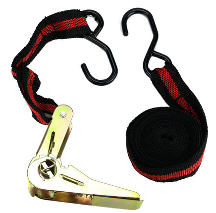 Doratex Spanngurt mit Haken und Ratsche, Band: schwarz-rot