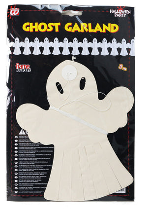 Halloween Deko "Gespenster Girlande" in cremefarben, 3 Meter lang