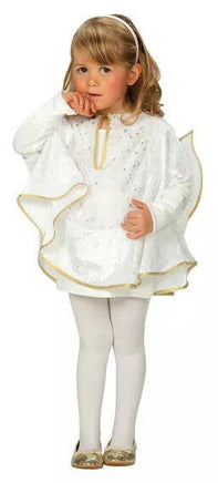 Kinderkostüm Fasching "Engel mit Flügeln", weiß mit goldener Umrandung und goldenen Sternendetails
