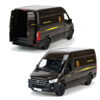 Kinsmart Modellauto Mercedes Benz Sprinter UPS 12,5cm in dunkelbraun, mit UPS-Logo und Schriftzug "Worldwide Services"