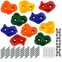 Spielturm Zubehör Klettersteine 10er  Set, bunt: rot,gelb,blau,orange, grün mit Gewindeschrauben