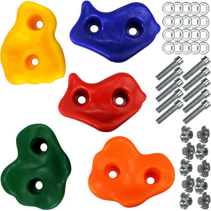 Spielturm Zubehör Klettersteine 5er Set, bunt: rot,gelb,blau,orange, grün mit Gewindeschrauben