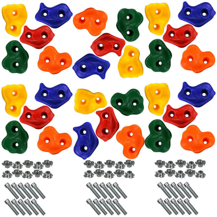 Spielturm Zubehör Klettersteine 30er Set, bunt: rot,gelb,blau,orange, grün mit Gewindeschrauben