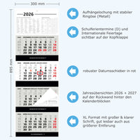 Kombi 4-Monatskalender 2026 Bürokalender mit vielen Details
