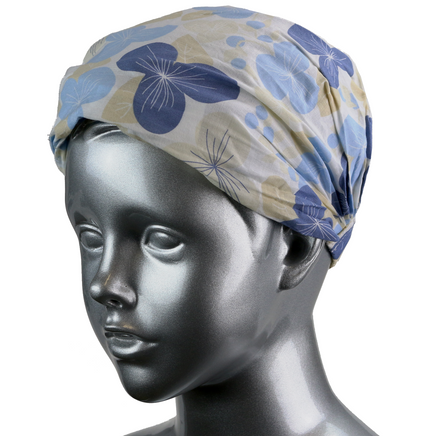 Kopftuch Klitzeklein Bandana für Kleinkinder, 6-18 Monate,Größe 2, mit blauen/hellblauen/beigen Blumenmuster