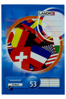 LANDRÉ Schulhefte & -blöcke kariert liniert Grundschule, Variante: Vokabelheft A 5 Lineatur 53, 32 Blatt, Cover: Blau mit Flaggen