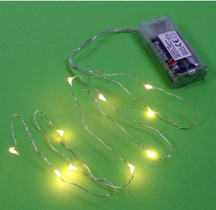 Micro LED Lichterkette mit 10 LEDs warmweiß, transparentes Batteriefach