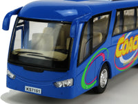 Modellauto Fernreisebus Coach Travel 18cm, Fahrerseite Detailbild mit Blick auf die beigefarbenen Sitze