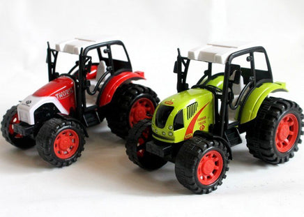 Modellauto Traktor mit Friktion grün/rot 14cm, weißes Dach + Sitz, rote Felgen, Farbvarianten: Rot, Grün