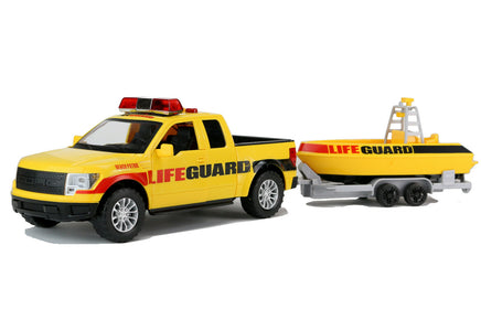 Modellauto XL LIFEGUARD PickUp mit Licht & Sound 48cm, Anhänger ziehend