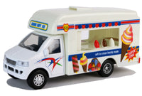 Modellauto Foodtruck Fast Food- oder Eiswagen 13cm, Variante: Eiswagen, mit Eisbildern auf der Seite sowie Schriftzug "SUPER CONE", an der Theke 3 verschiedene Softeis zur Auswahl