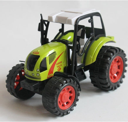 Modellauto Traktor mit Friktion grün/rot 14cm, weißes Dach + Sitz, rote Felgen, Farbvariante: Grün