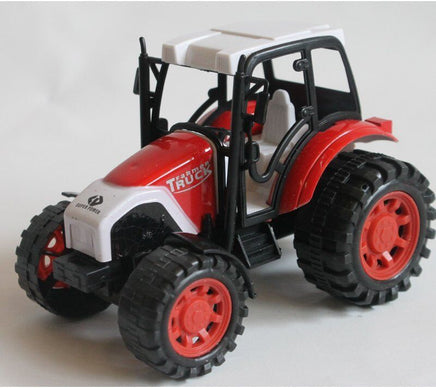 Modellauto Traktor mit Friktion grün/rot 14cm, weißes Dach + Sitz, rote Felgen, Farbvariante: Rot