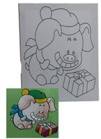 Motiv-Keilrahmen zum Ausmalen, Variante: Schwein mit Geschenk