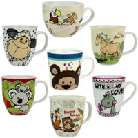 NICI Porzellan Tasse verschiedene Motive mit Tieren, Varianten zur Auswahl: 33743 XXL Pott  Geier & Löwe, 34206 Nillpferd with Love, 40498 Classic Bär