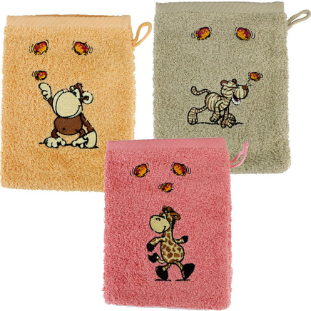 NICI Waschhandschuh kuschlig Baumwolle, Varianten: Affe orange, Tiger beige