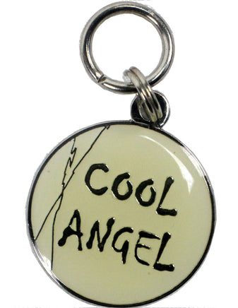 NICI Message Schlüsselanhänger mit Spruch, Variante: "cool Angel" Anhänger rund mit cremefarbenen Hintergrund, silberfarbige Schrift