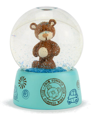NICI  Schneekugel verschiedene Figuren 6cm, in den Variante: kleiner Bär, hellblaue Halterung mit Aufdruck "NICI classic bear", brauner Bär mit blauen Glitzer