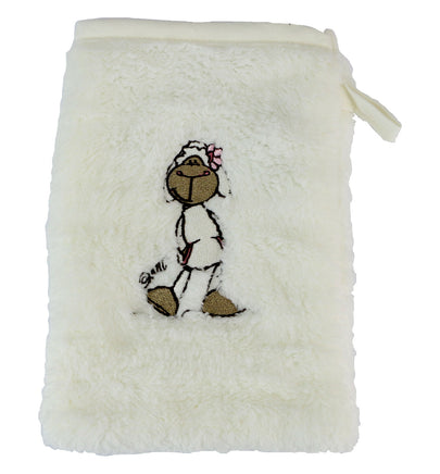 NICI Waschhandschuh flauschig Mikrofaser Jolly weiß/cremefarben