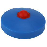 Pfostenkappen aus Kunststoff für Kant- & Rundholzpfosten Rundholz 10cm Blau mit roten Schraubenabdeckungen