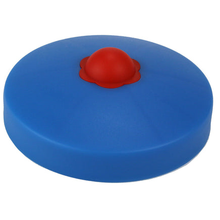Pfostenkappen aus Kunststoff für Kant- & Rundholzpfosten Rundholz 8cm Blau mit roten Schraubenabdeckungen