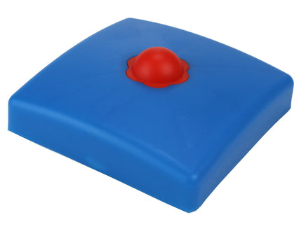 Pfostenkappen aus Kunststoff für Kant- & Rundholzpfosten Vierkant Pfosten 10x10 Blau mit roten Schraubenabdeckungen