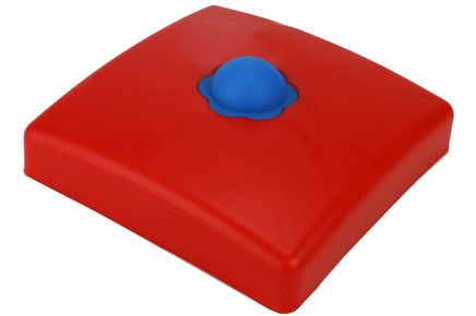 Pfostenkappen aus Kunststoff für Kant- & Rundholzpfosten Vierkant Pfosten 10x10 Rot mit hellblauen Schraubenabdeckungen