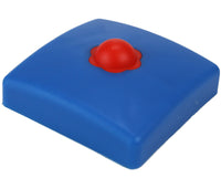Pfostenkappen aus Kunststoff für Kant- & Rundholzpfosten Vierkant Pfosten 9x9 Blau mit roten Schraubenabdeckungen