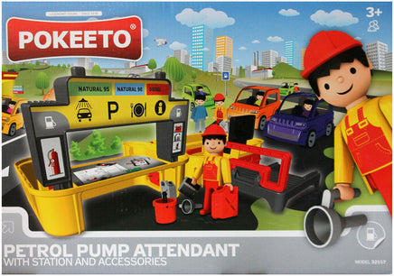 Pokeeto Puppenhaus zum Aufklappen Berufe Tankstelle & Tankwart