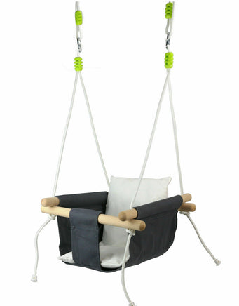 Premium Babyschaukel mit Sitzpolsterung in schwarz-weiß