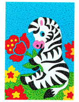 Sandbild Bildvorlage mit Sand & Glitzer DIY, Variante: Zebra, auf Wiese mit Blumen