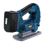 Spielzeug Stichsäge mit Licht & Sound Rückseite, petrol-schwarz, mit Aufkleber "Power Tools"