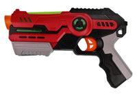 Spielzeug Pistole Space Gun mit Licht & Sound, Farbvariante: Rot mit Schwarz-Grauen Griff und Neongelben Akzenten
