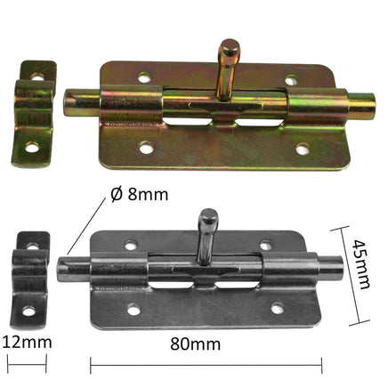 Türriegel 80x45mm gelb verzinkt mit Maßen