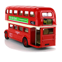 Welly Modellauto "LONDON BUS" rot - 12cm Rückansicht mit Tournummer