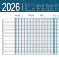 XXL Urlaubsplaner 2026 großer Personalplaner mit Ferientermin im Kalenderkopf