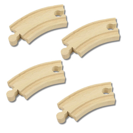 Zubehör für klassische Holzeisenbahn- 4x Kurven kurz 9cm
