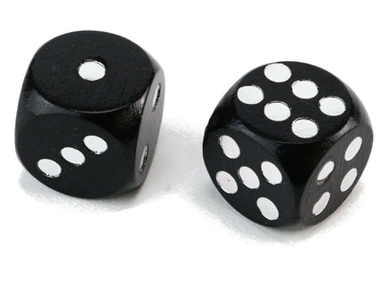 gezinkte Würfel mit Gewicht - würfelt immer die 6, 1 normaler Würfel, 1 gezinkter Würfel in schwarz mit weißen Augen