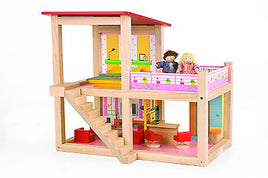 Pintoy Sommerhaus Puppenhaus komplett eingerichtet mit offener Terrasse