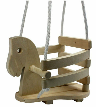 Pferdeschaukel Gitterschaukel aus Holz mit Pferdekopf
